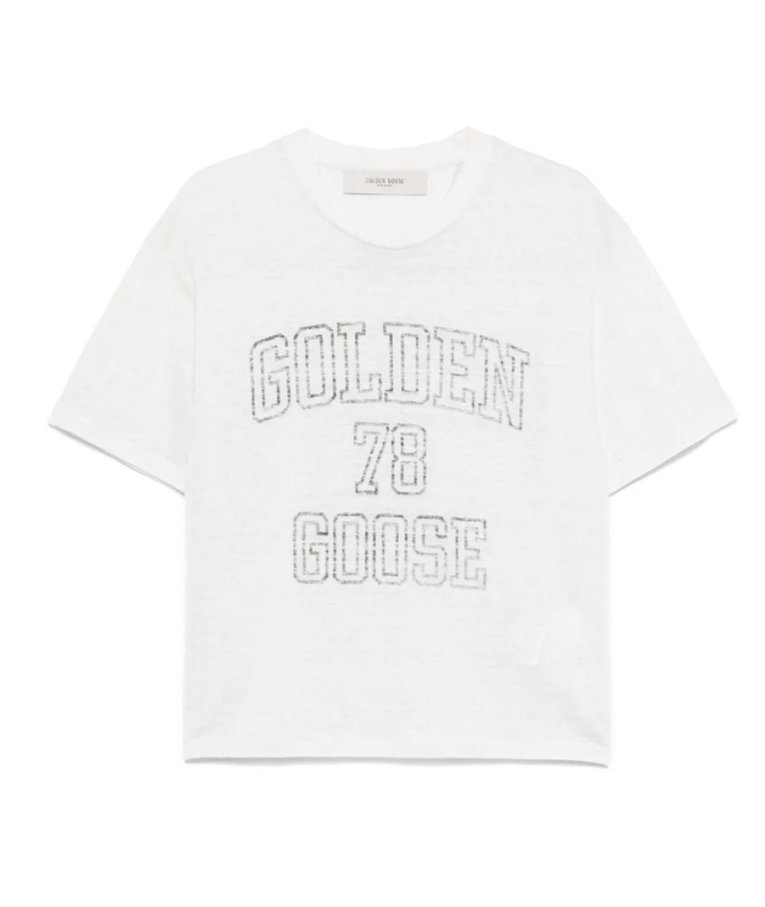 GOLDEN GOOSE DELUXE BRAND Белая льняная футболка, фото 1