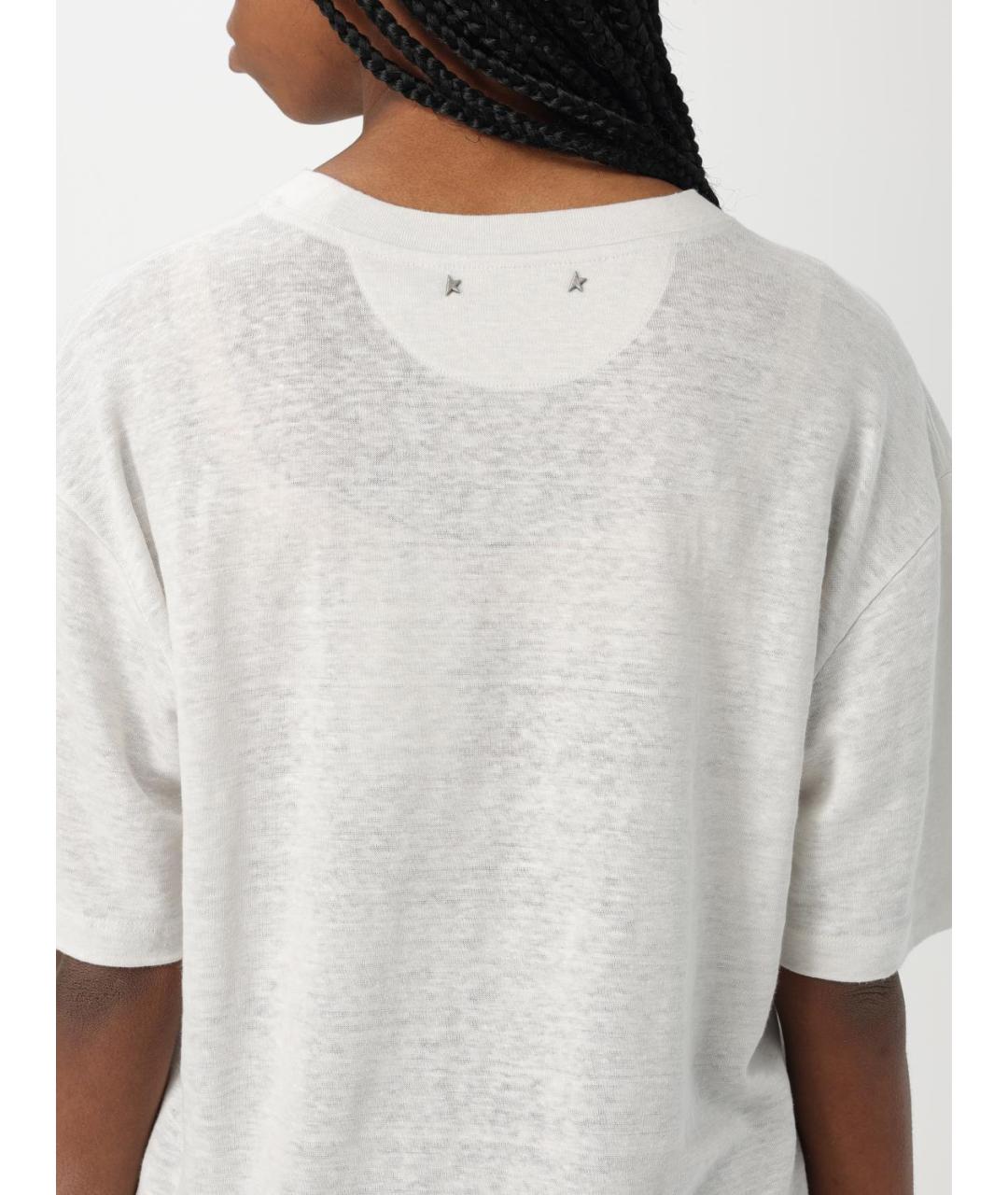 GOLDEN GOOSE DELUXE BRAND Белая льняная футболка, фото 5