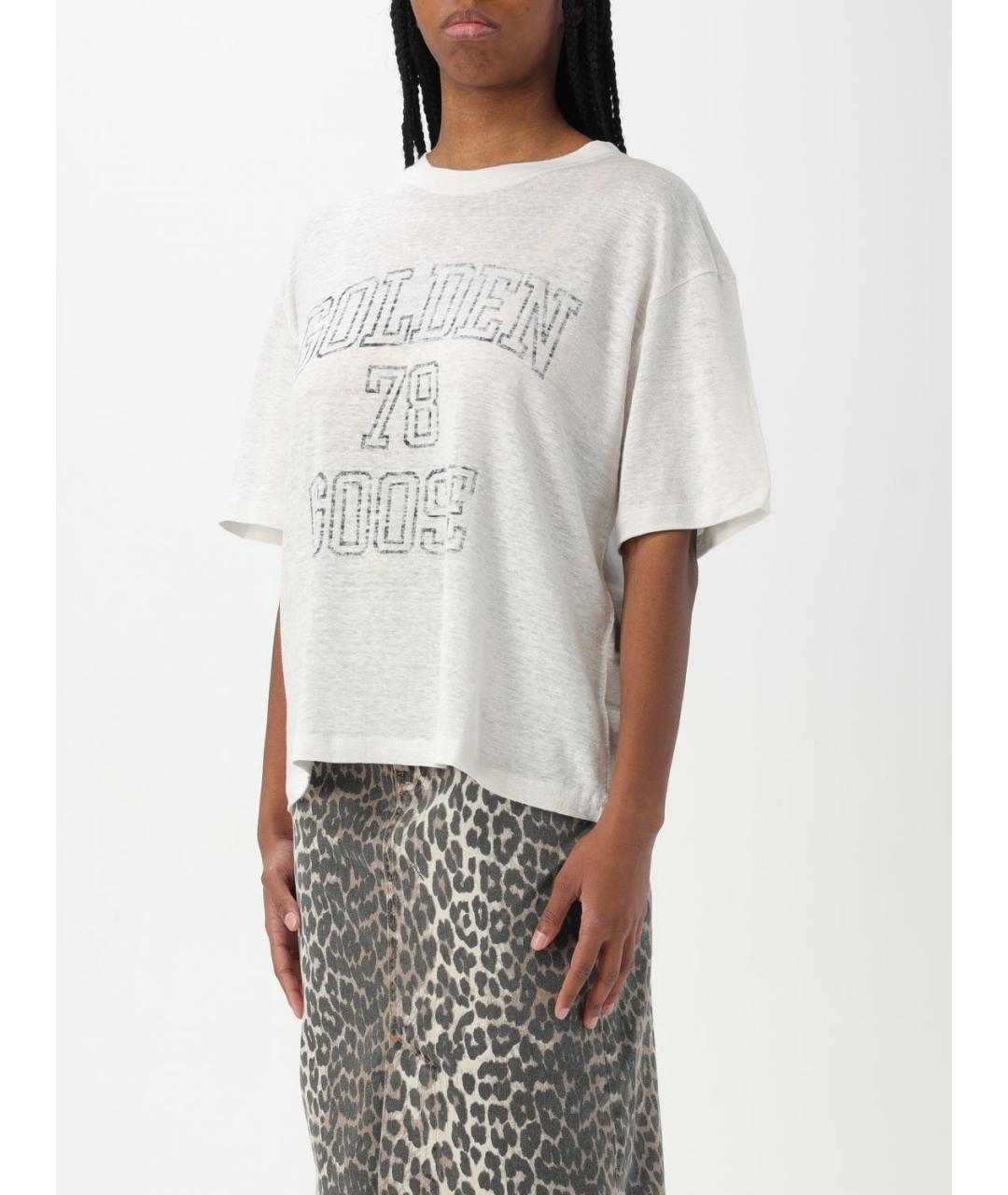 GOLDEN GOOSE DELUXE BRAND Белая льняная футболка, фото 4
