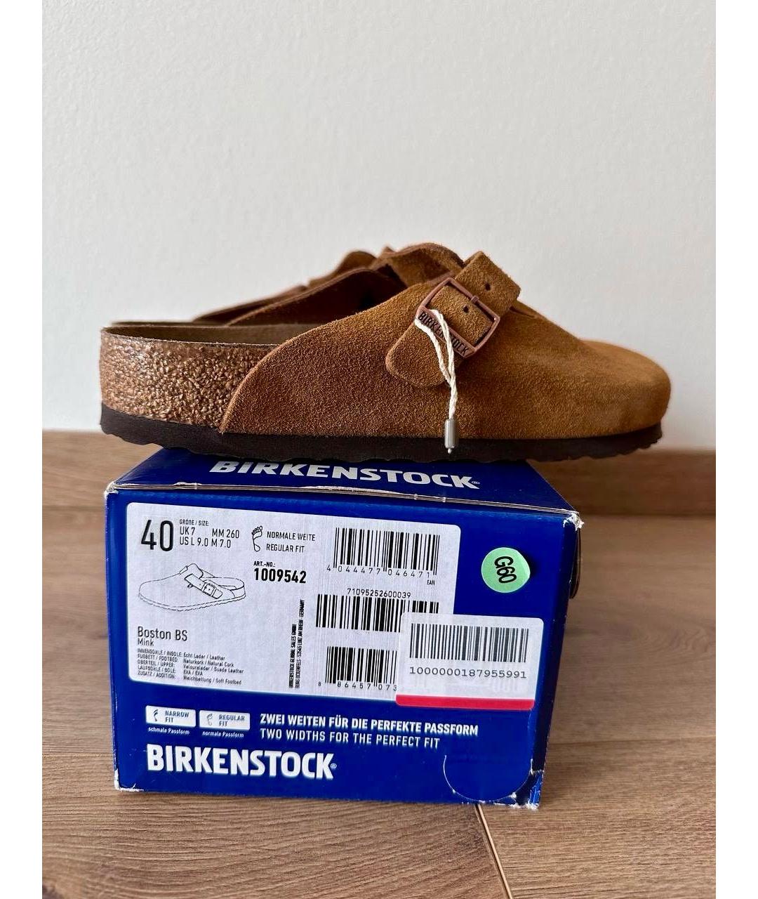 BIRKENSTOCK Коричневые замшевые сабо, фото 5