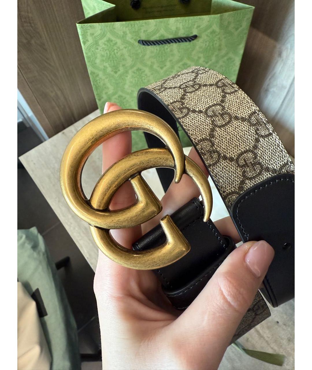 GUCCI Бежевый кожаный ремень, фото 3