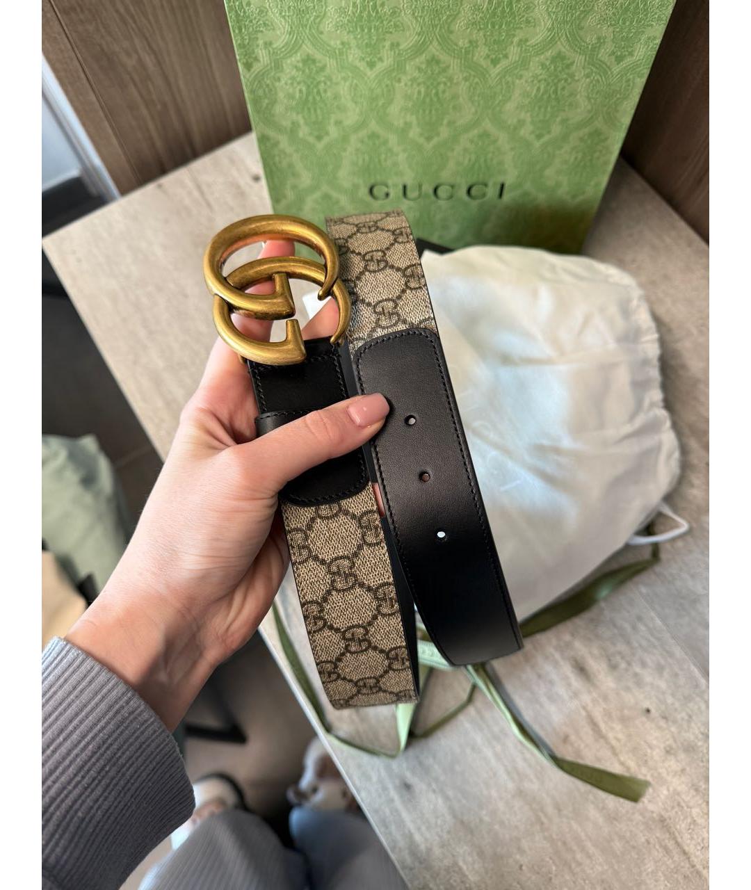 GUCCI Бежевый кожаный ремень, фото 6