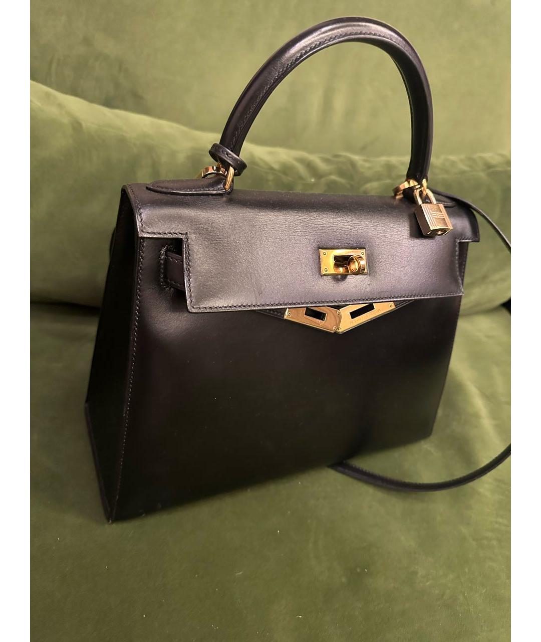 HERMES Черная кожаная сумка через плечо, фото 2