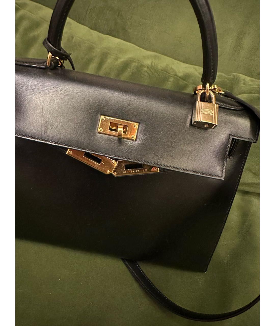 HERMES Черная кожаная сумка через плечо, фото 3