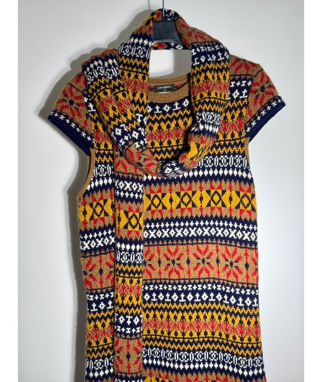 CHANEL Мульти кашемировое повседневное платье, фото 4