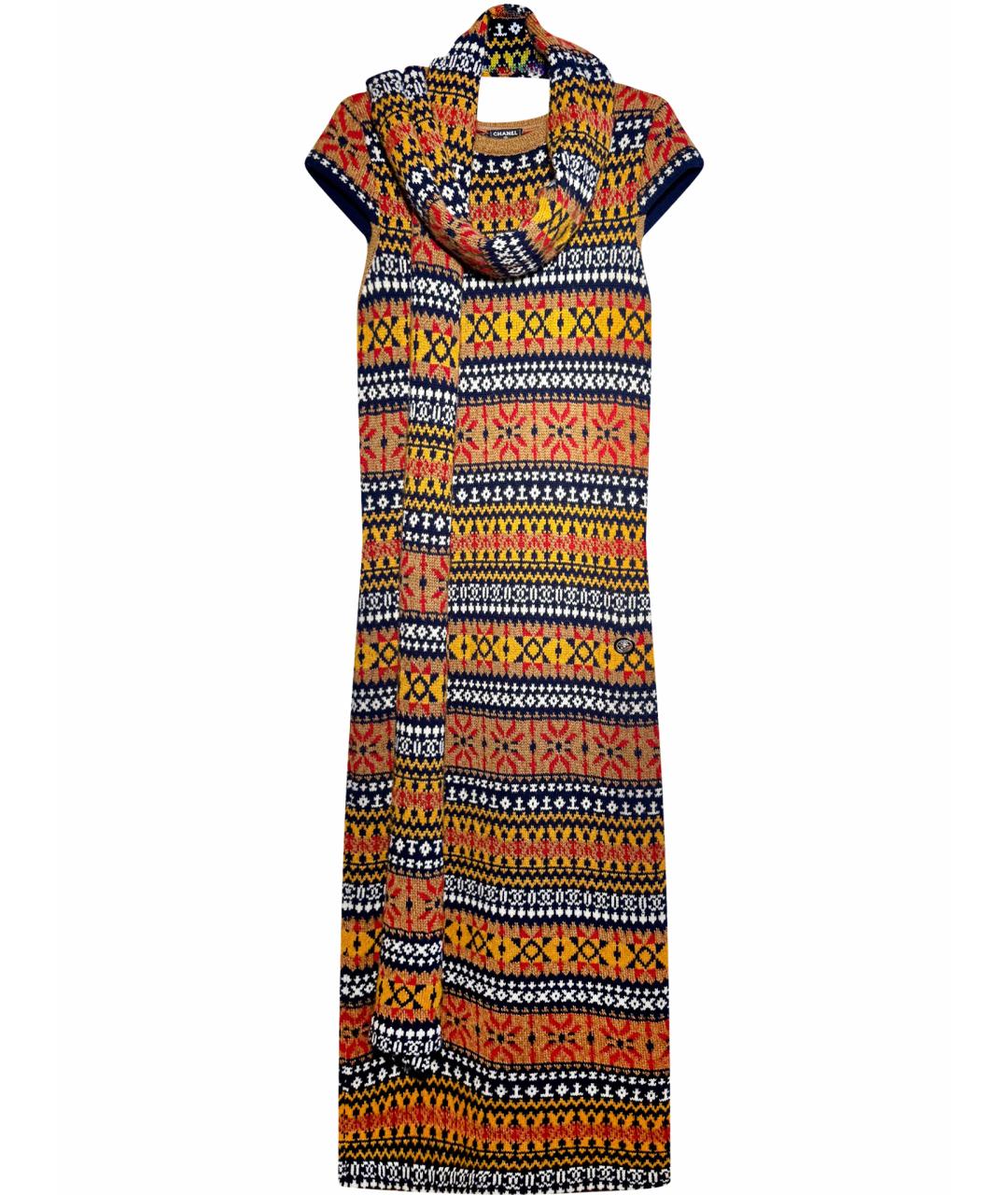 CHANEL Мульти кашемировое повседневное платье, фото 1