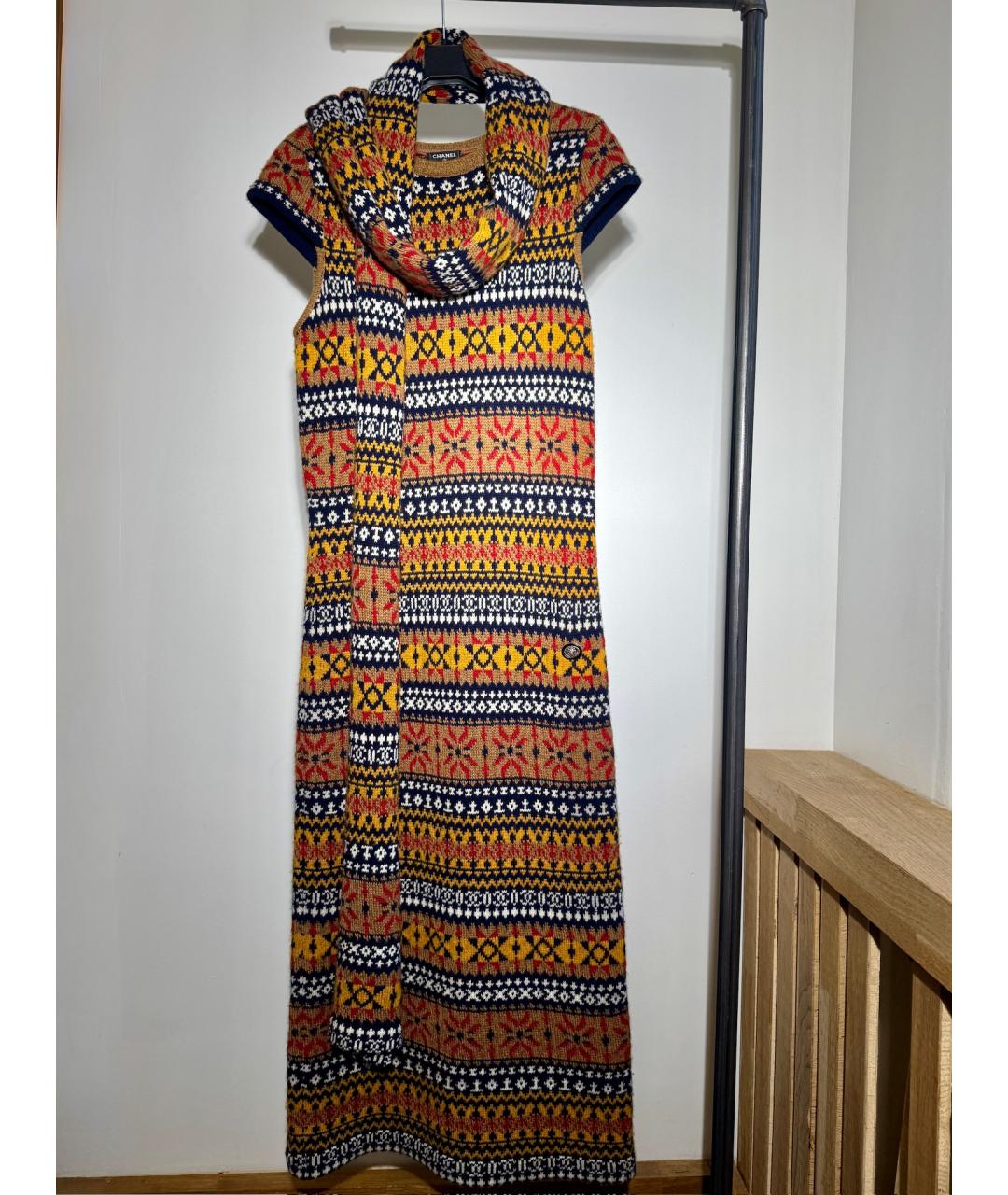 CHANEL Мульти кашемировое повседневное платье, фото 10