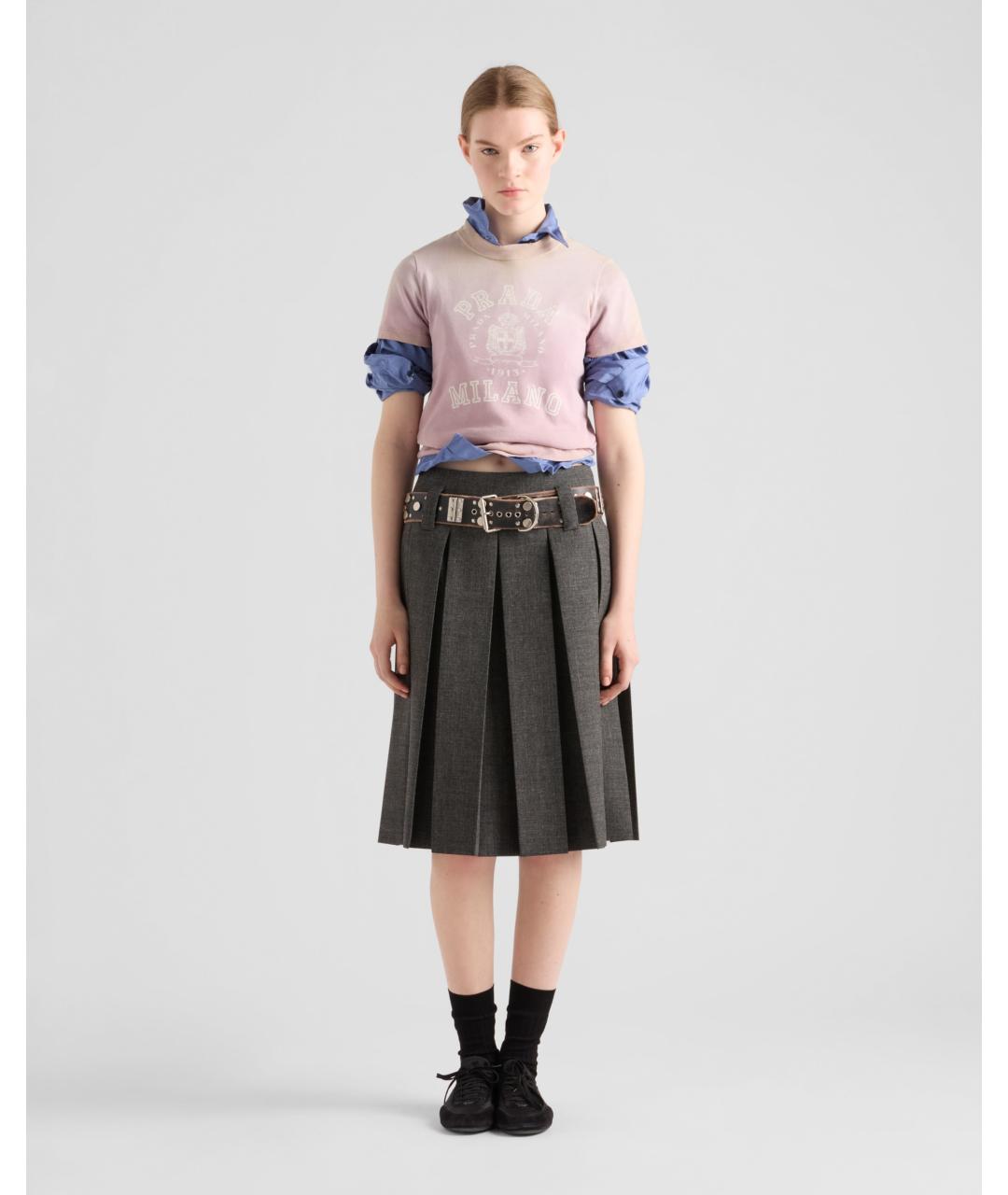 PRADA Розовая хлопковая футболка, фото 3