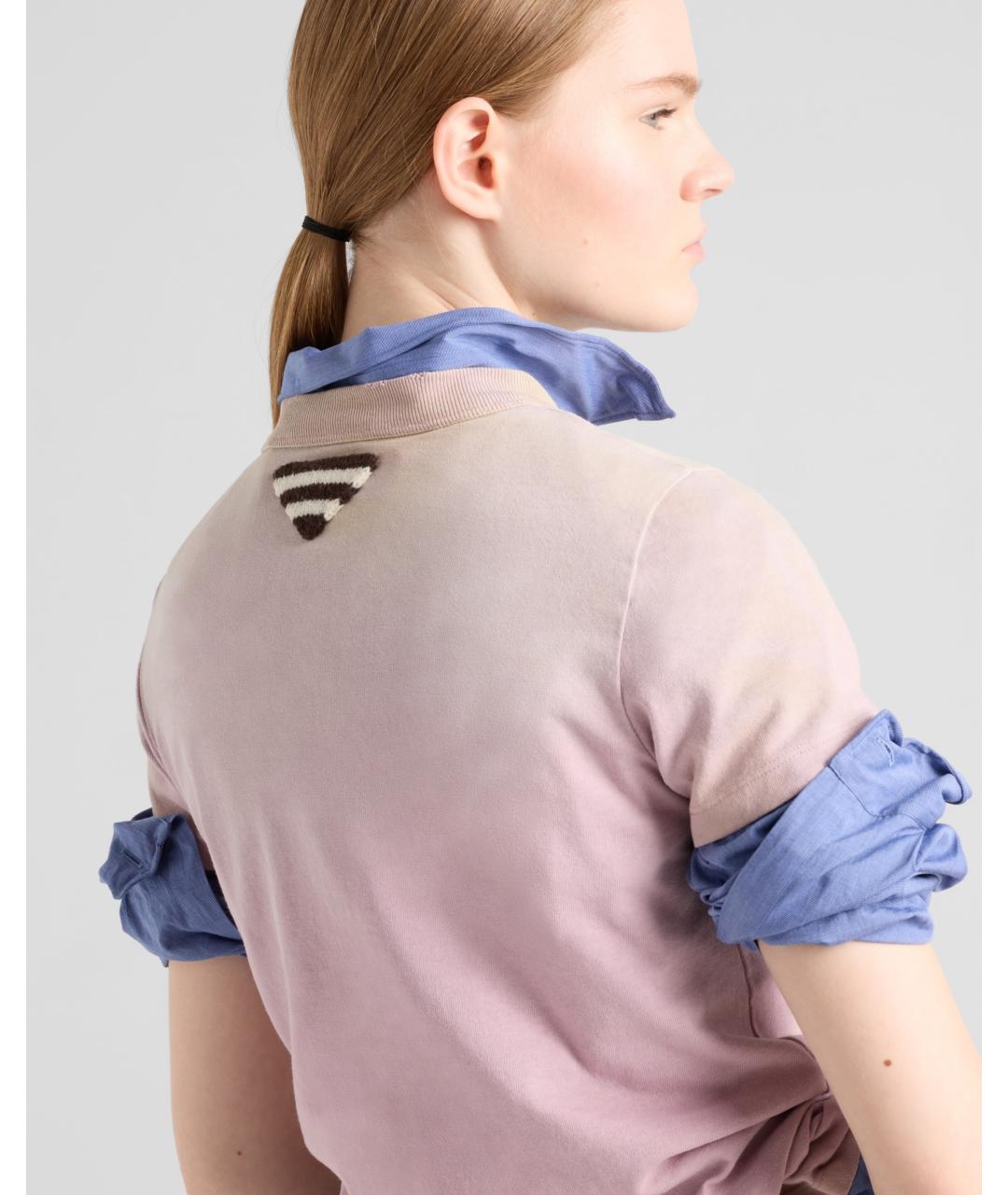 PRADA Розовая хлопковая футболка, фото 2