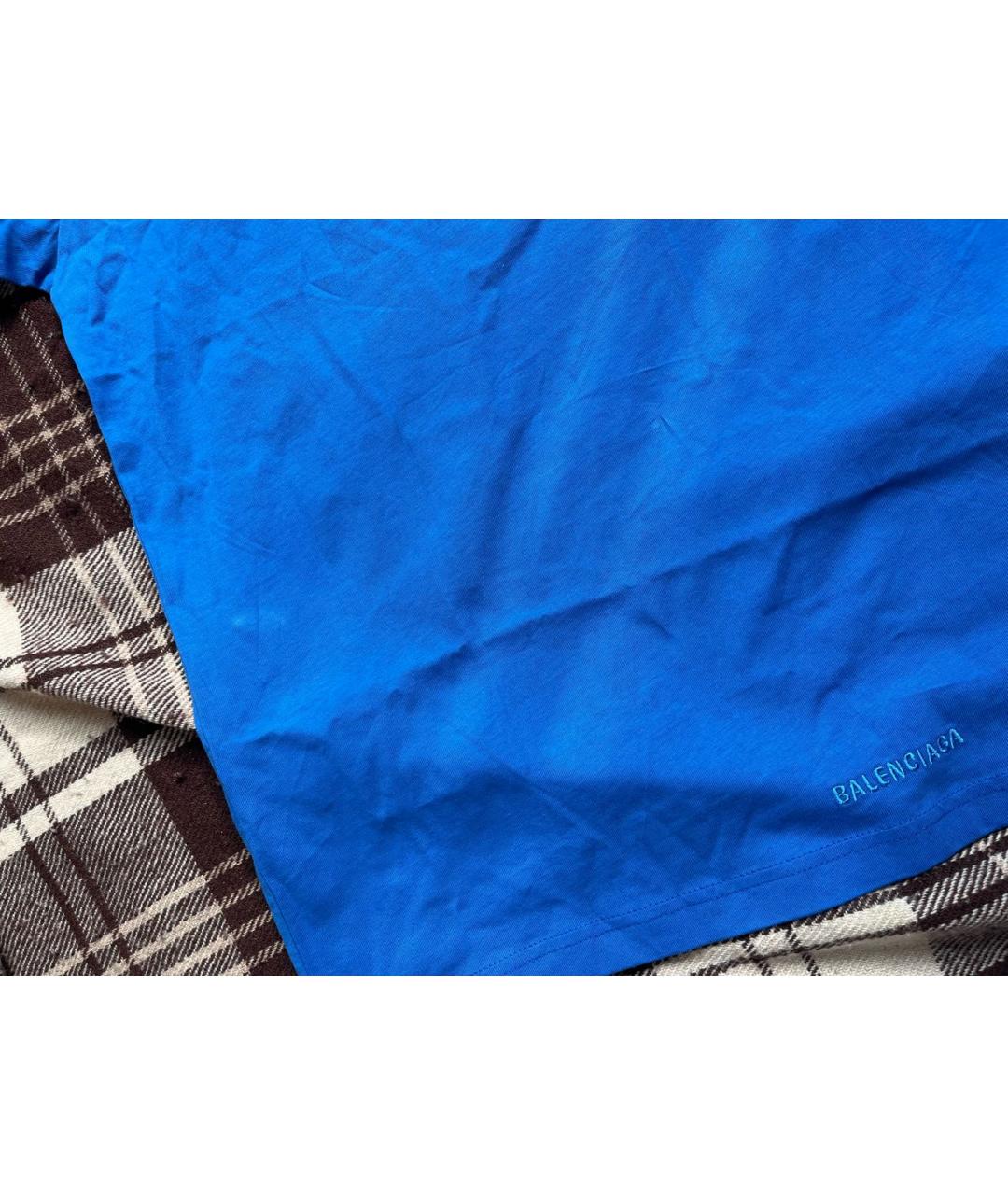 BALENCIAGA Синяя хлопковая футболка, фото 7