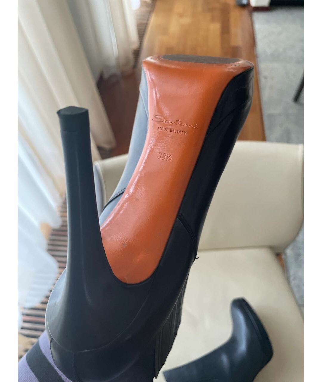 SANTONI Черные кожаные ботильоны, фото 5