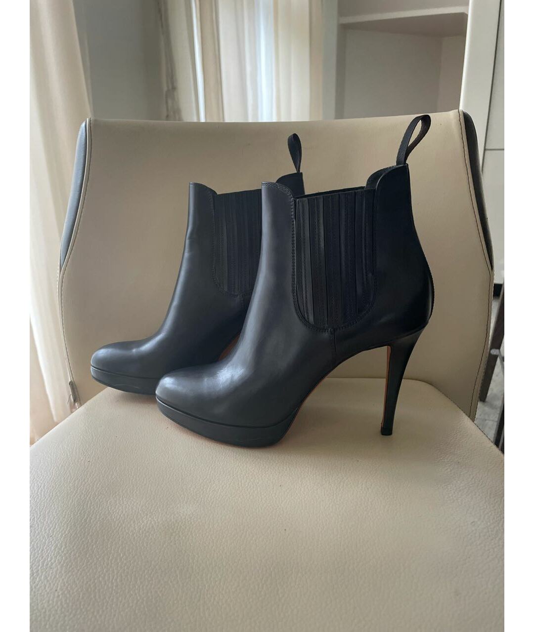 SANTONI Черные кожаные ботильоны, фото 6