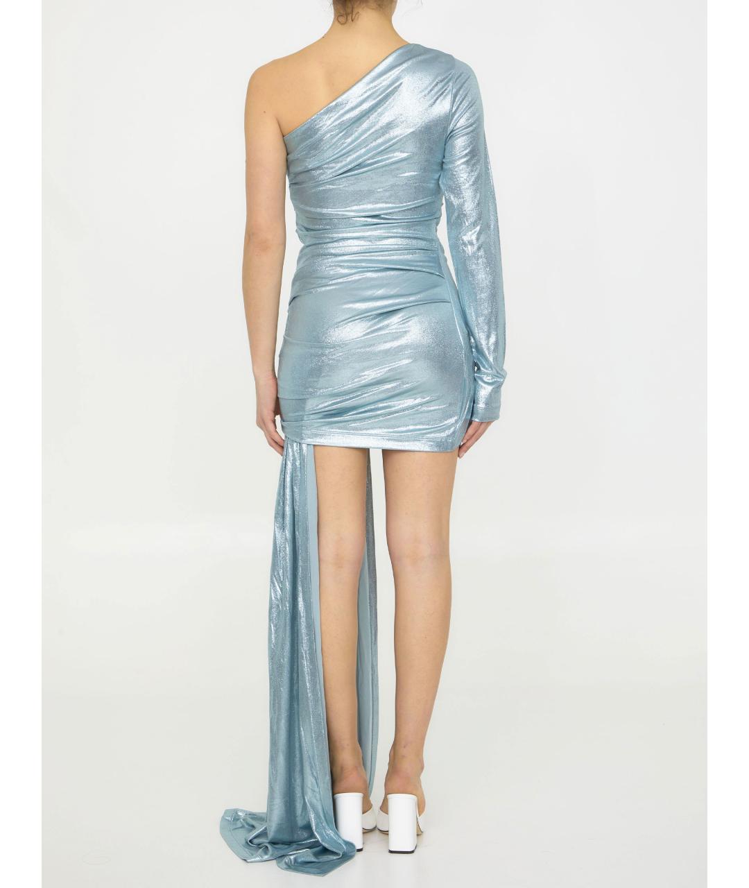 OFF-WHITE Голубое вискозное коктейльное платье, фото 5