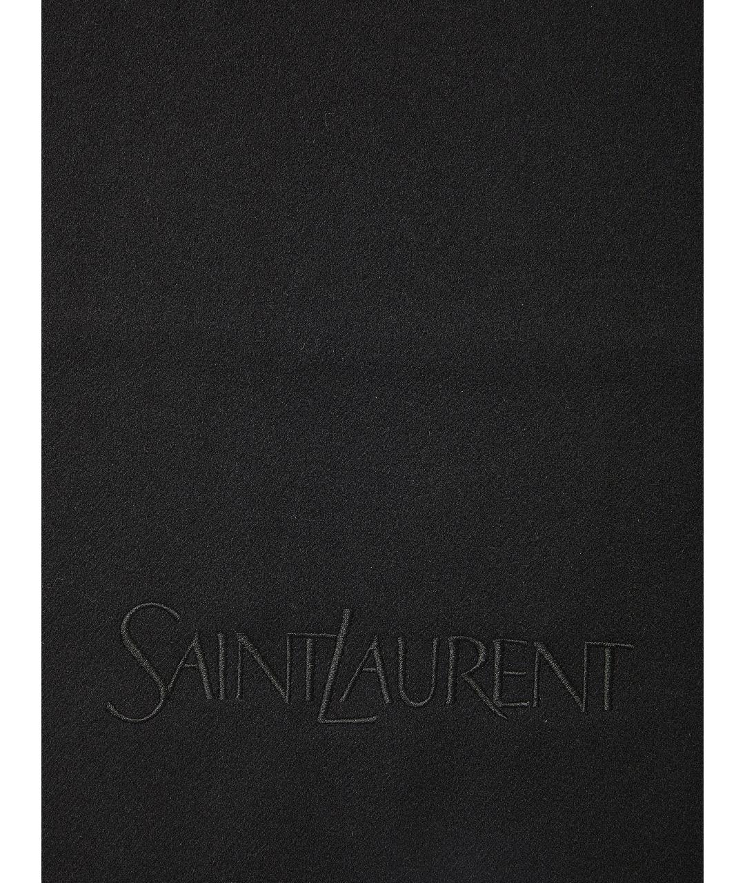 SAINT LAURENT Черный кашемировый шарф, фото 2