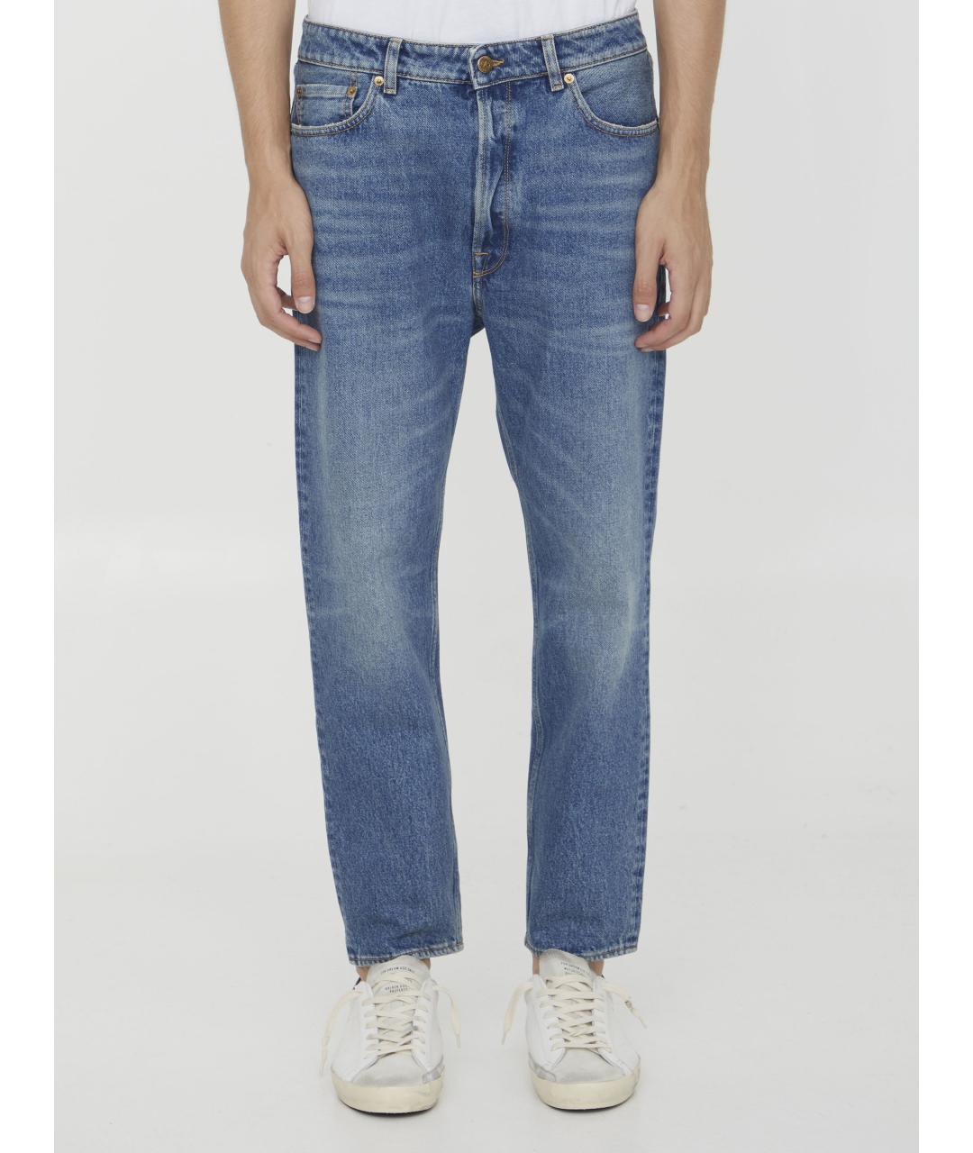 GOLDEN GOOSE DELUXE BRAND Голубые хлопковые прямые джинсы, фото 2