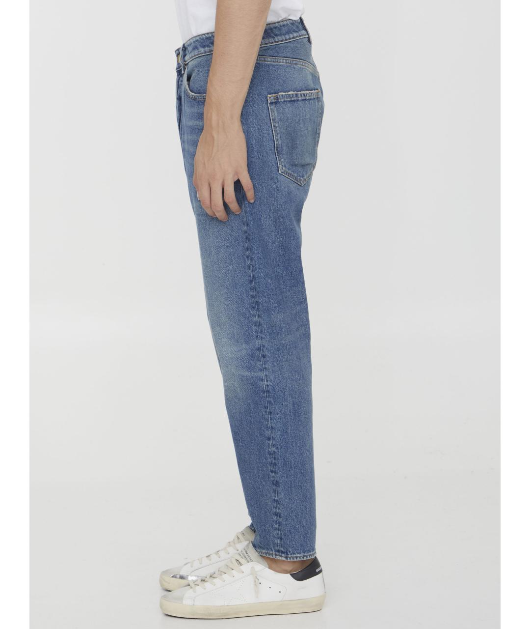 GOLDEN GOOSE DELUXE BRAND Голубые хлопковые прямые джинсы, фото 4