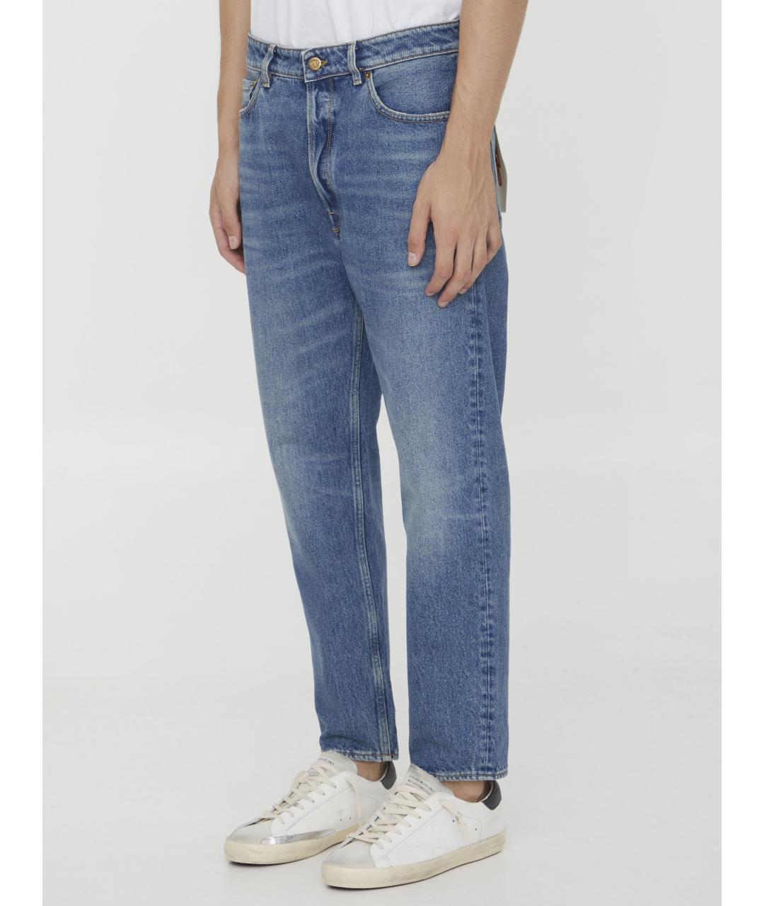 GOLDEN GOOSE DELUXE BRAND Голубые хлопковые прямые джинсы, фото 3