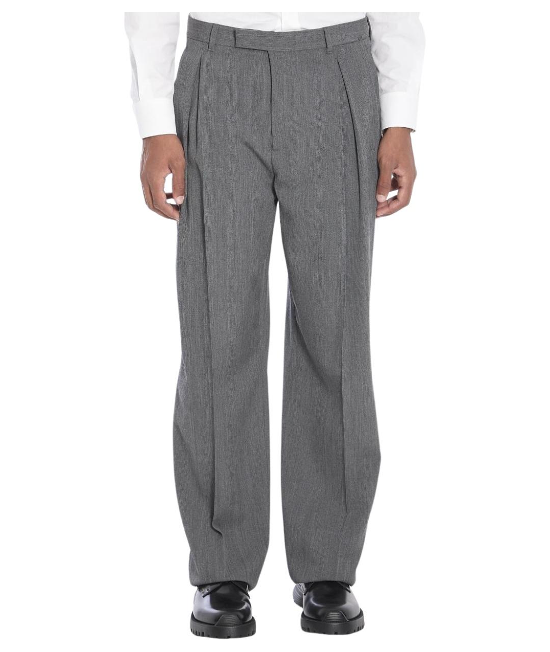 CHRISTIAN DIOR Серые шерстяные повседневные брюки, фото 1