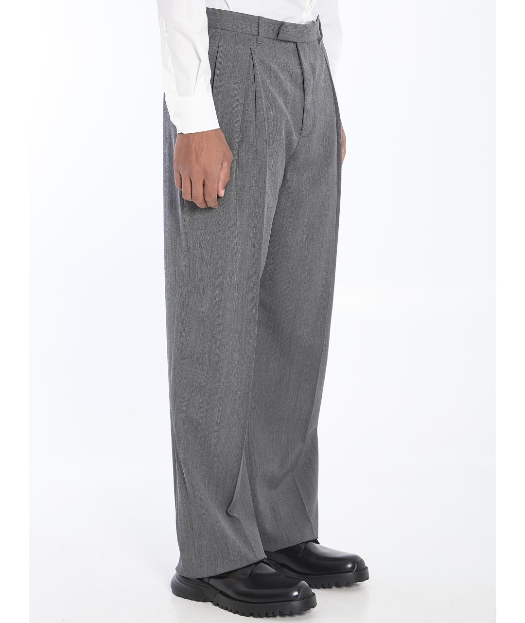 CHRISTIAN DIOR Серые шерстяные повседневные брюки, фото 2
