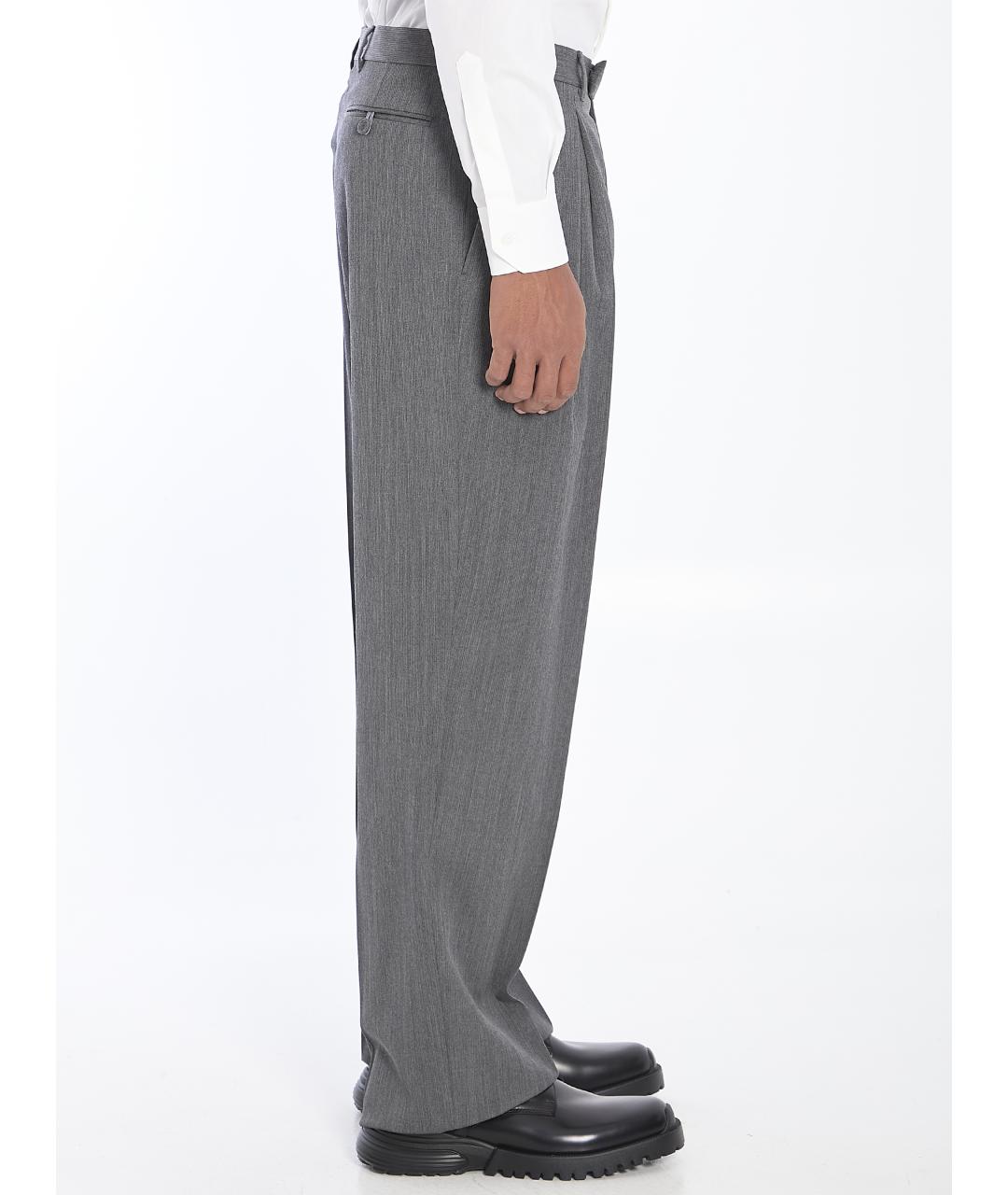 CHRISTIAN DIOR Серые шерстяные повседневные брюки, фото 3