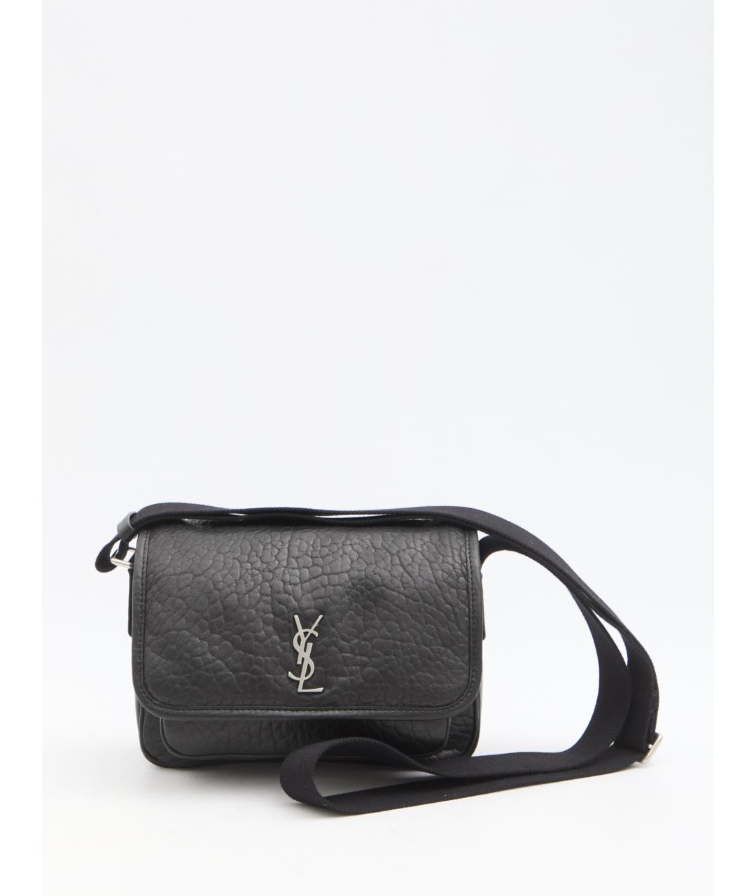 SAINT LAURENT Черная кожаная сумка на плечо, фото 2