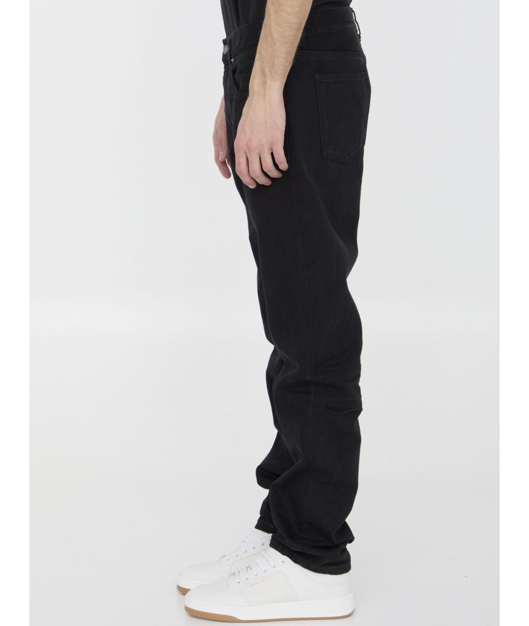 SAINT LAURENT Черные хлопковые прямые джинсы, фото 4