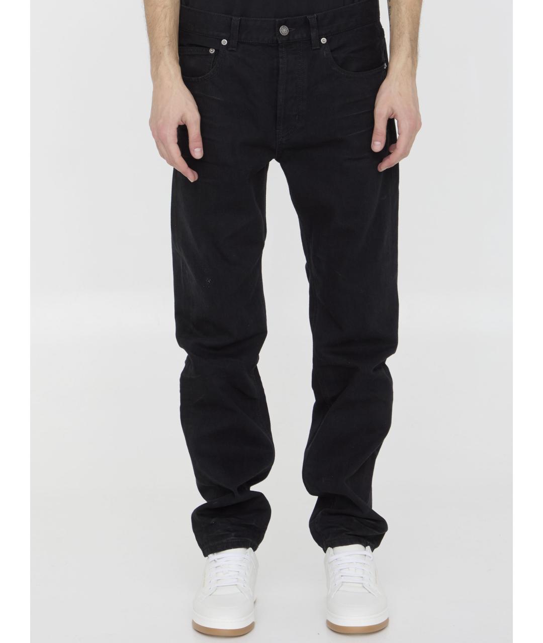 SAINT LAURENT Черные хлопковые прямые джинсы, фото 2