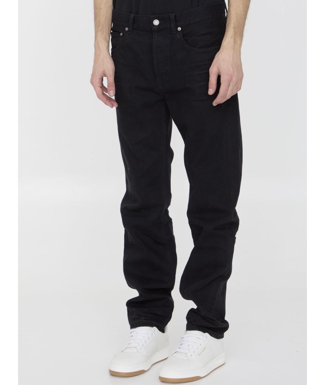 SAINT LAURENT Черные хлопковые прямые джинсы, фото 3