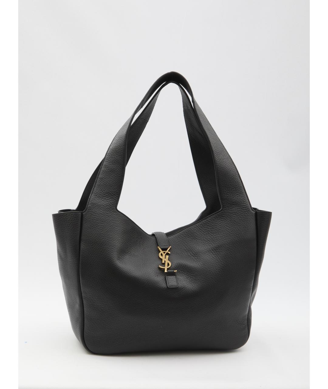 SAINT LAURENT Черная кожаная сумка тоут, фото 5