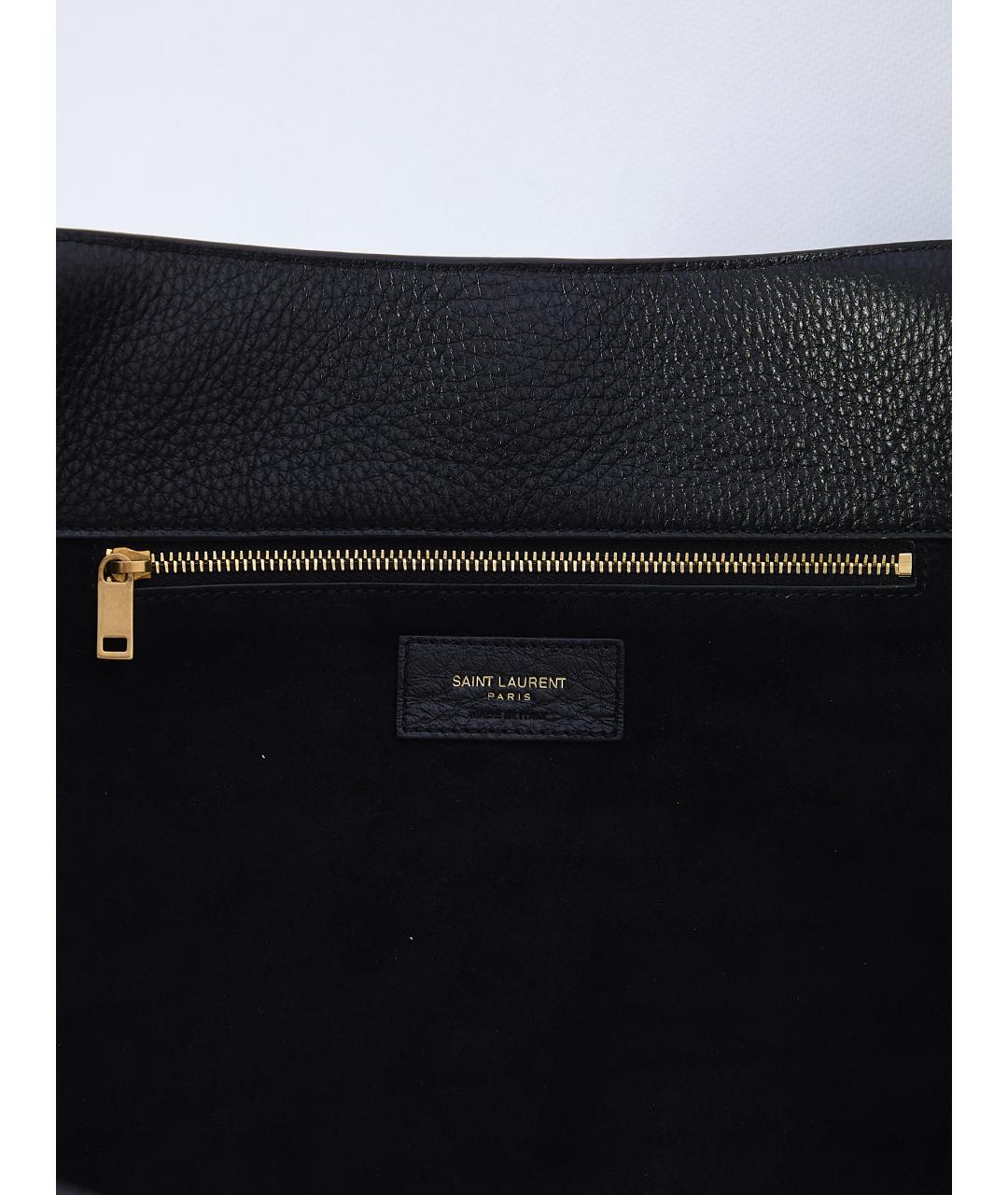 SAINT LAURENT Черная кожаная сумка тоут, фото 4