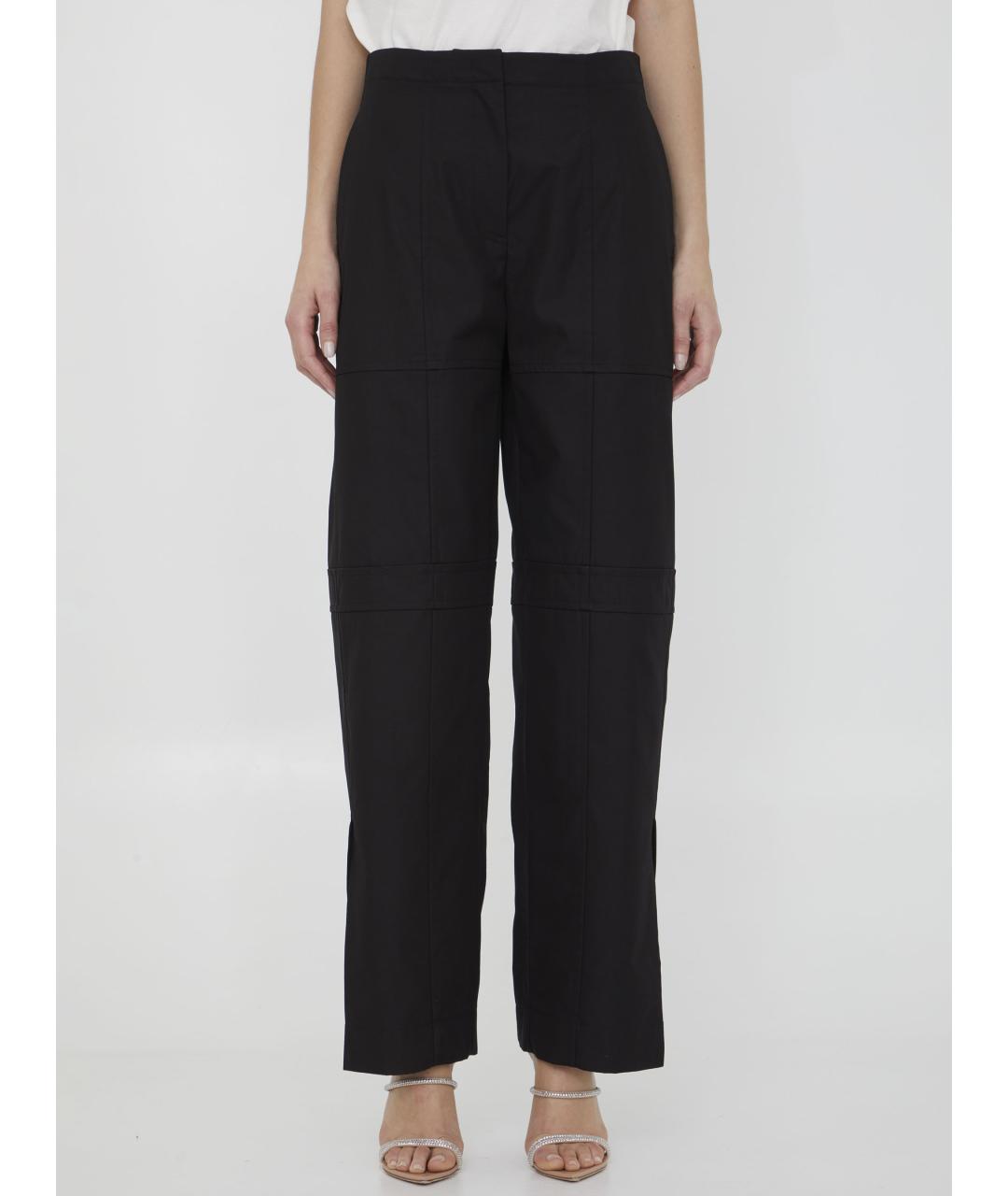 JIL SANDER Черные хлопковые прямые брюки, фото 2