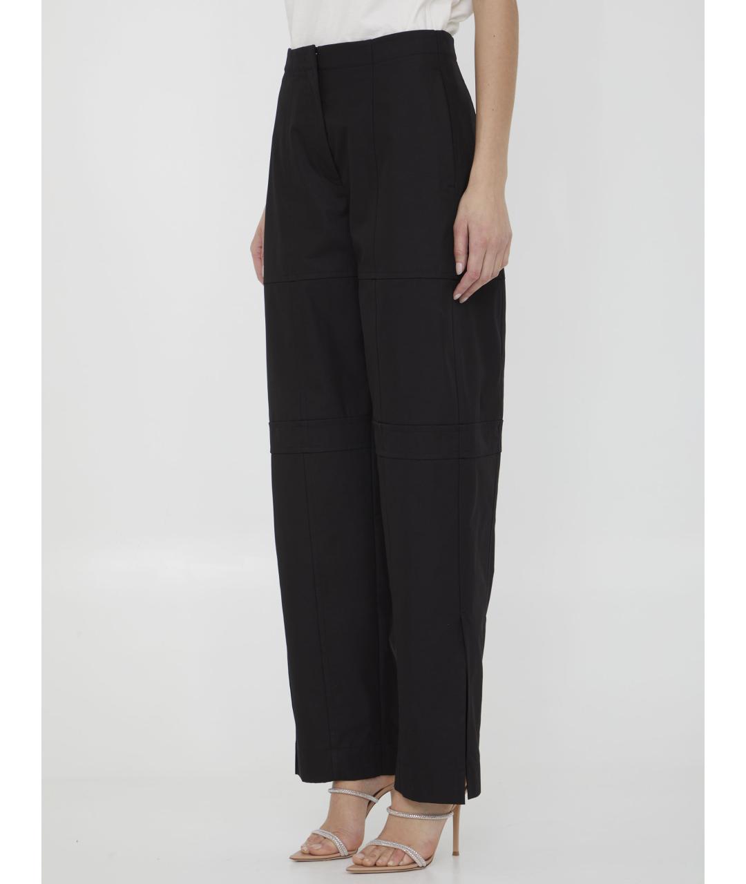 JIL SANDER Черные хлопковые прямые брюки, фото 3