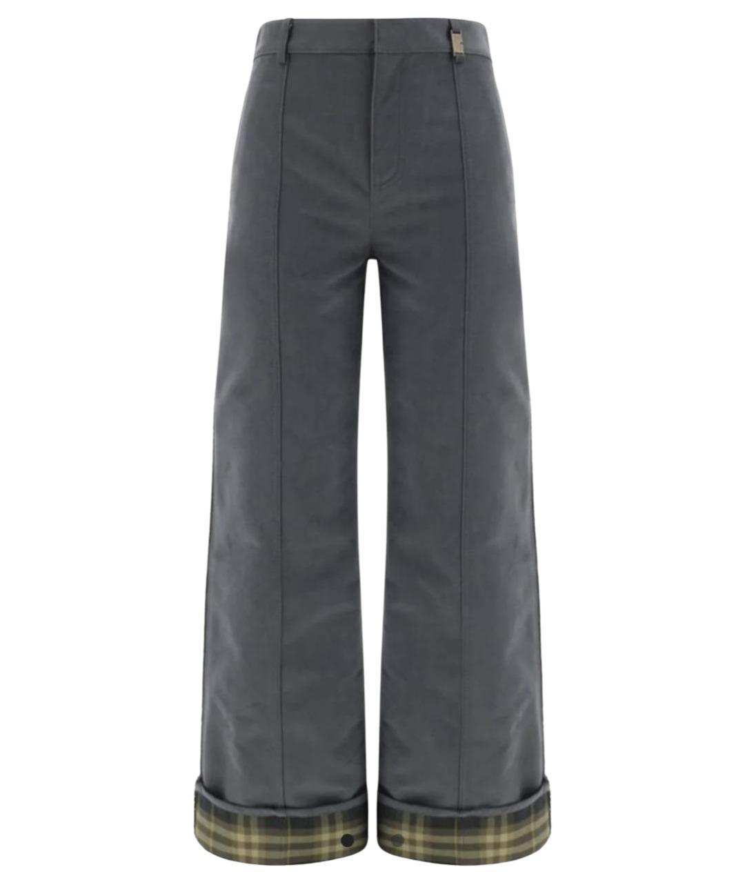 BURBERRY Серые хлопковые прямые брюки, фото 1