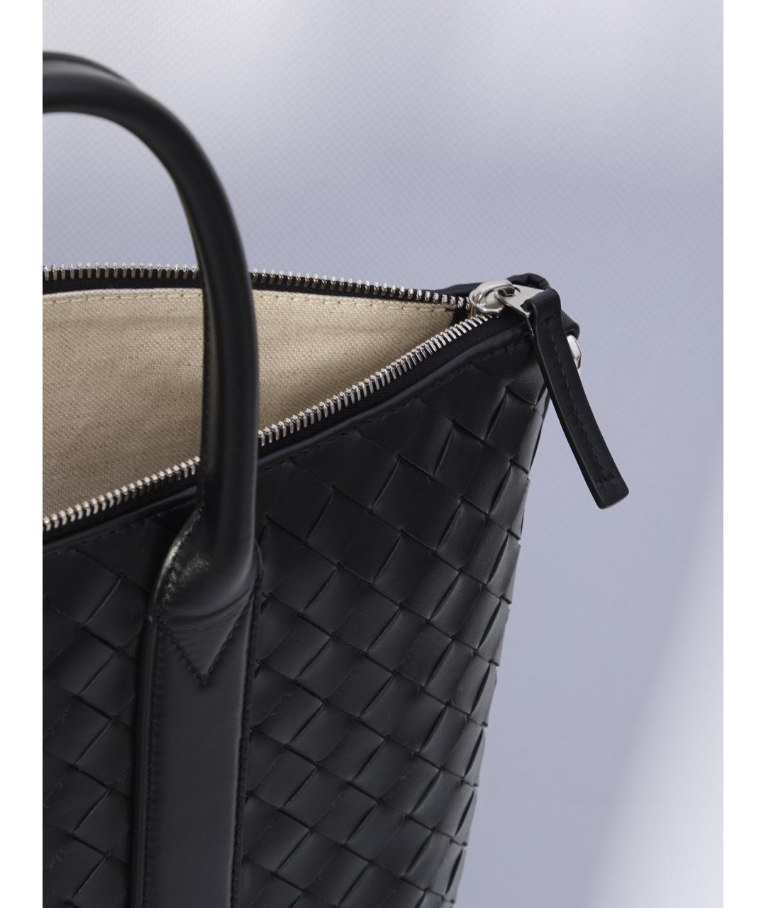 BOTTEGA VENETA Черная кожаная сумка тоут, фото 4