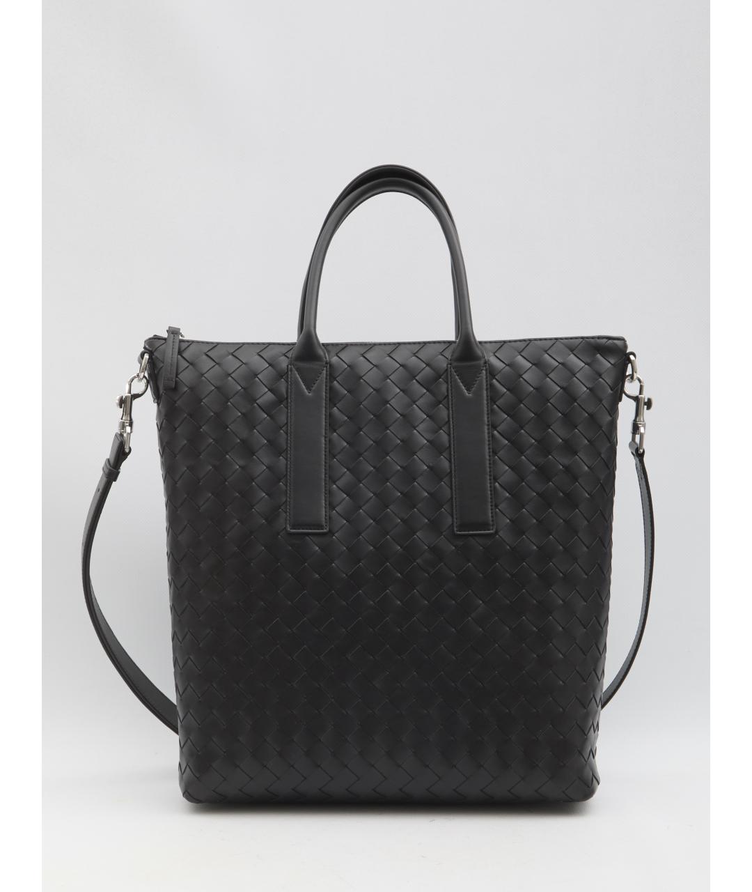 BOTTEGA VENETA Черная кожаная сумка тоут, фото 5