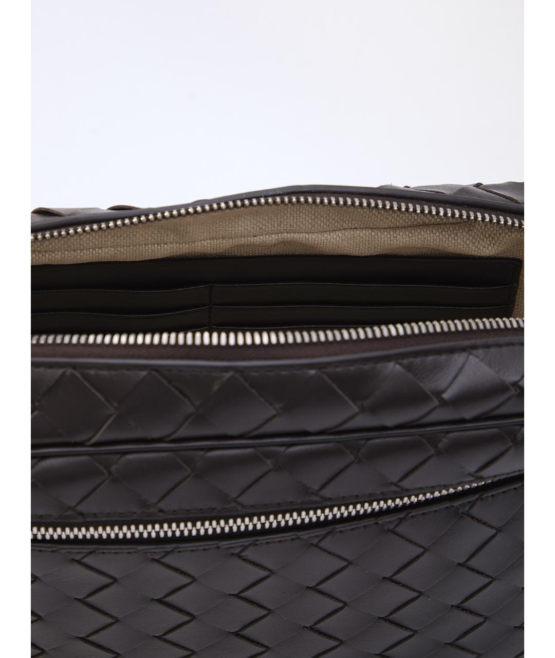 BOTTEGA VENETA Коричневая кожаная барсетка, фото 4