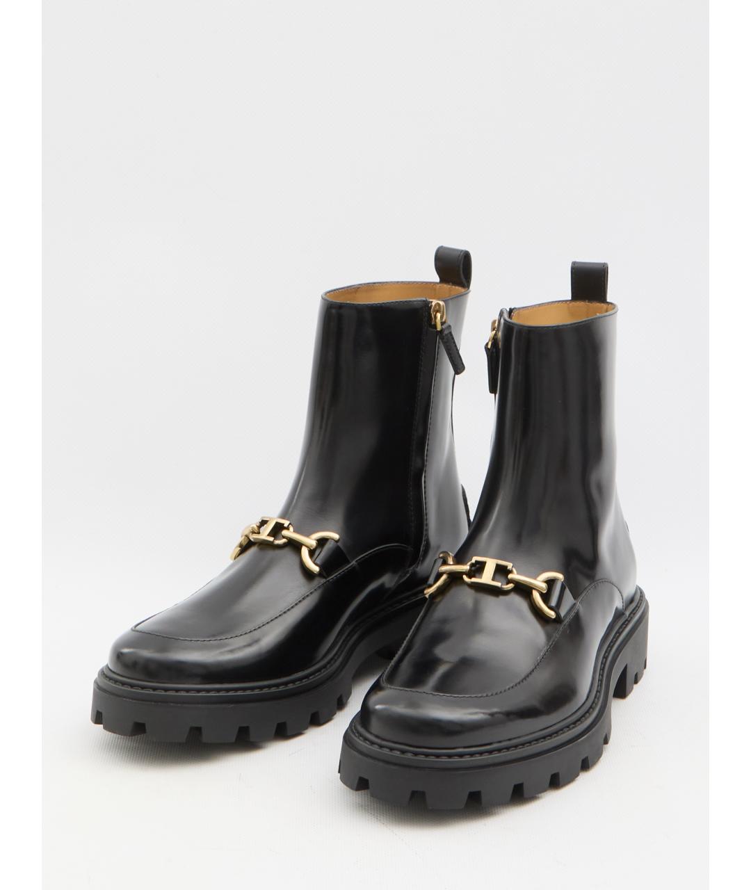 TOD'S Черные кожаные ботинки, фото 2