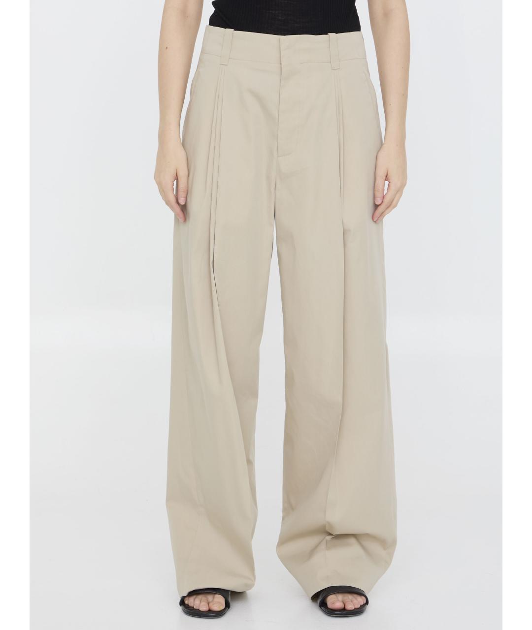 BOTTEGA VENETA Бежевые хлопковые прямые брюки, фото 2
