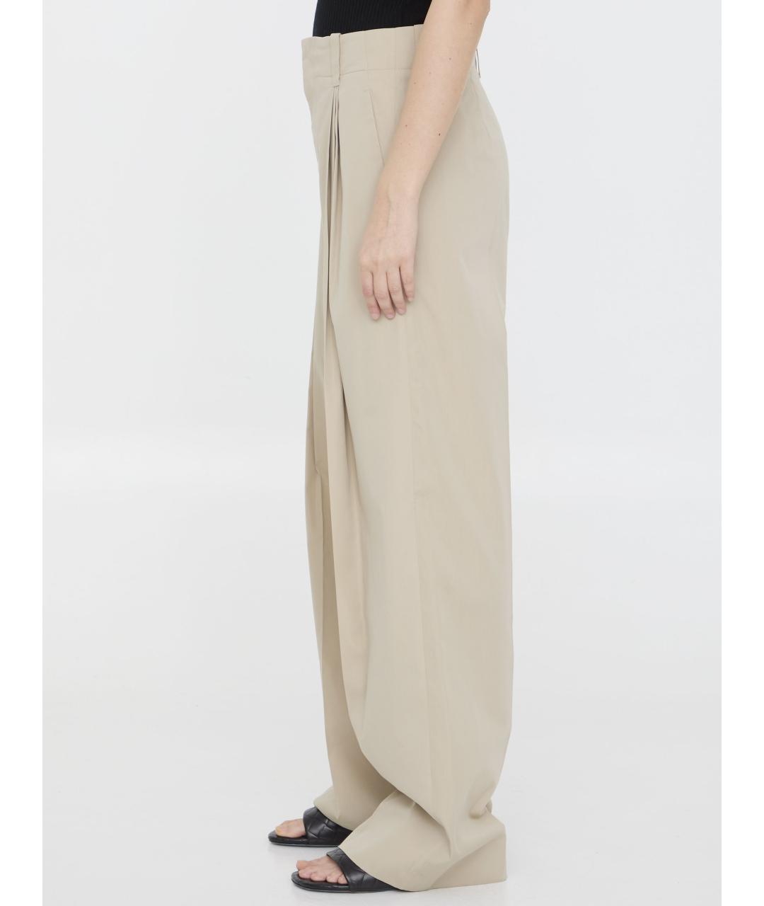 BOTTEGA VENETA Бежевые хлопковые прямые брюки, фото 4