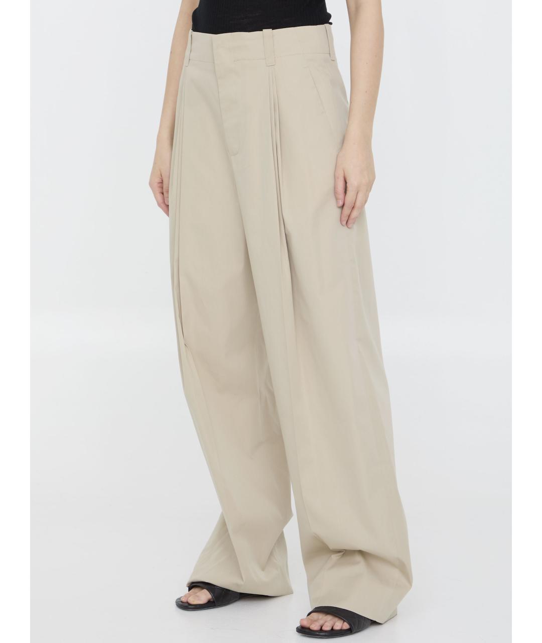 BOTTEGA VENETA Бежевые хлопковые прямые брюки, фото 3