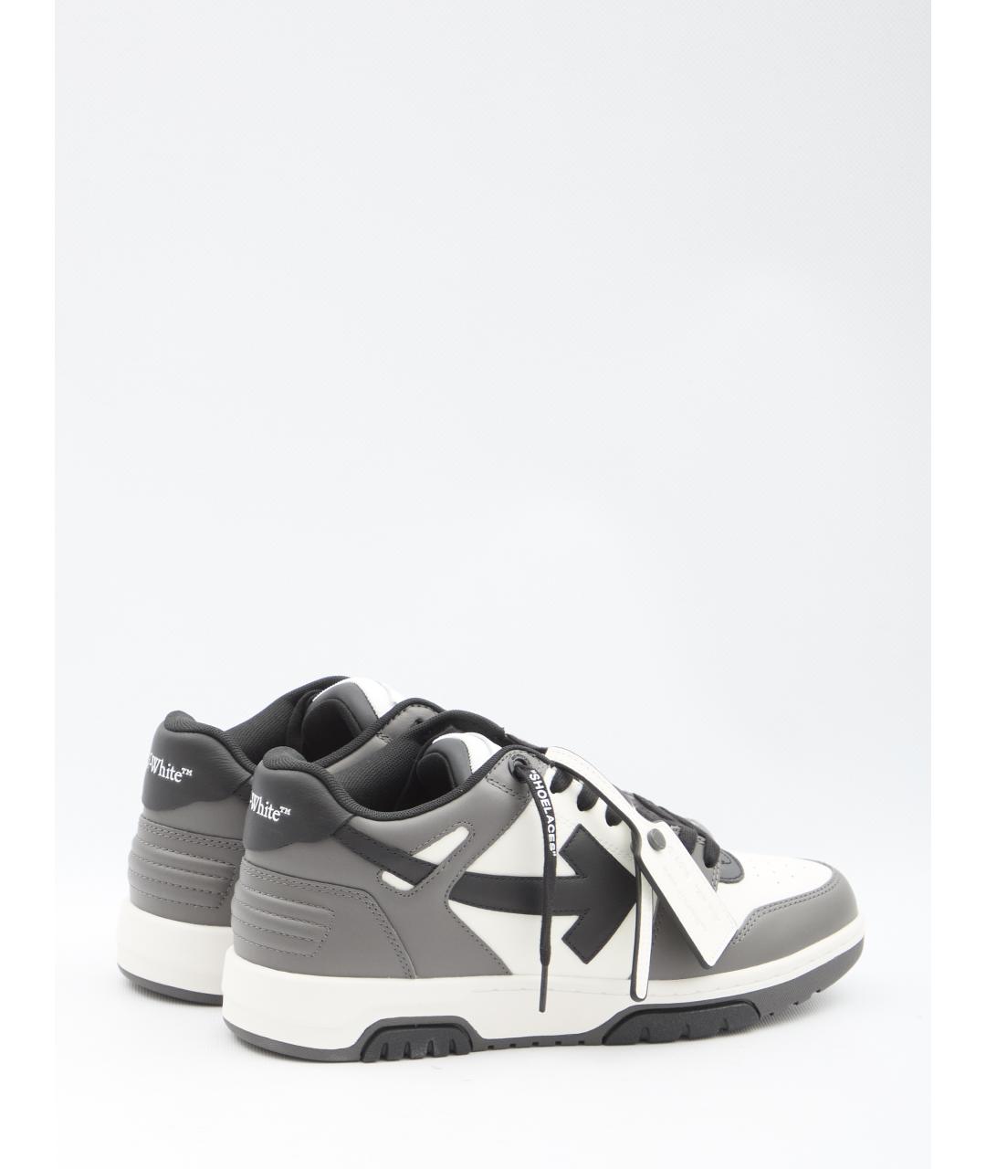 OFF-WHITE Серые кожаные низкие кроссовки / кеды, фото 3