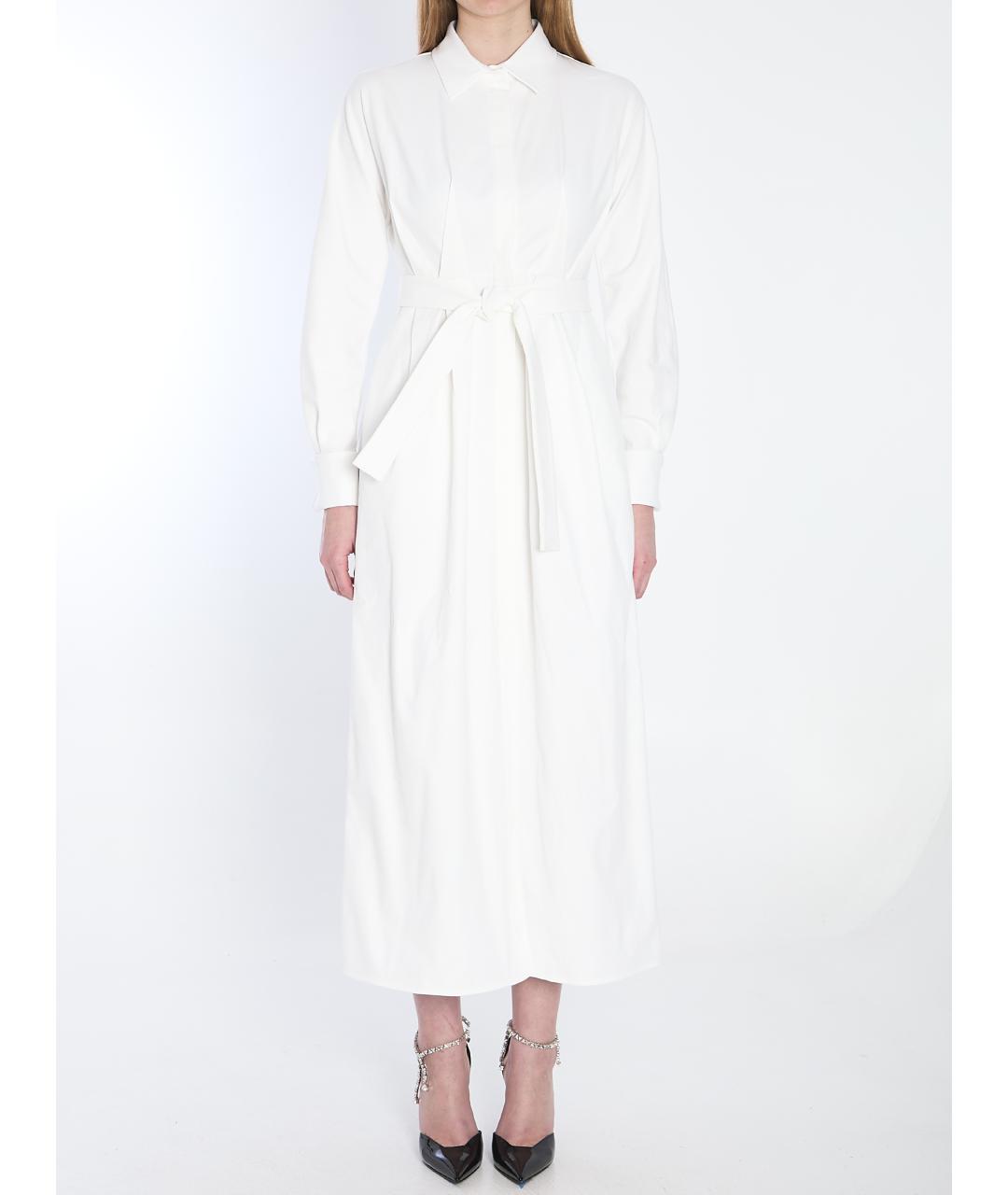 MAX MARA Белое хлопко-эластановое повседневное платье, фото 2