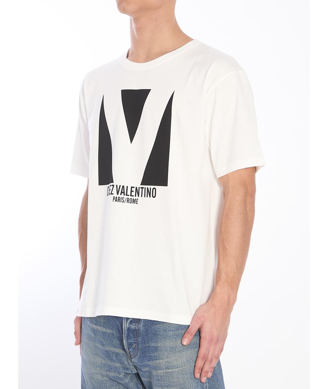 VALENTINO Белая хлопковая футболка, фото 3