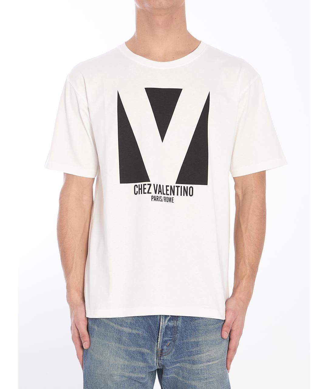VALENTINO Белая хлопковая футболка, фото 2