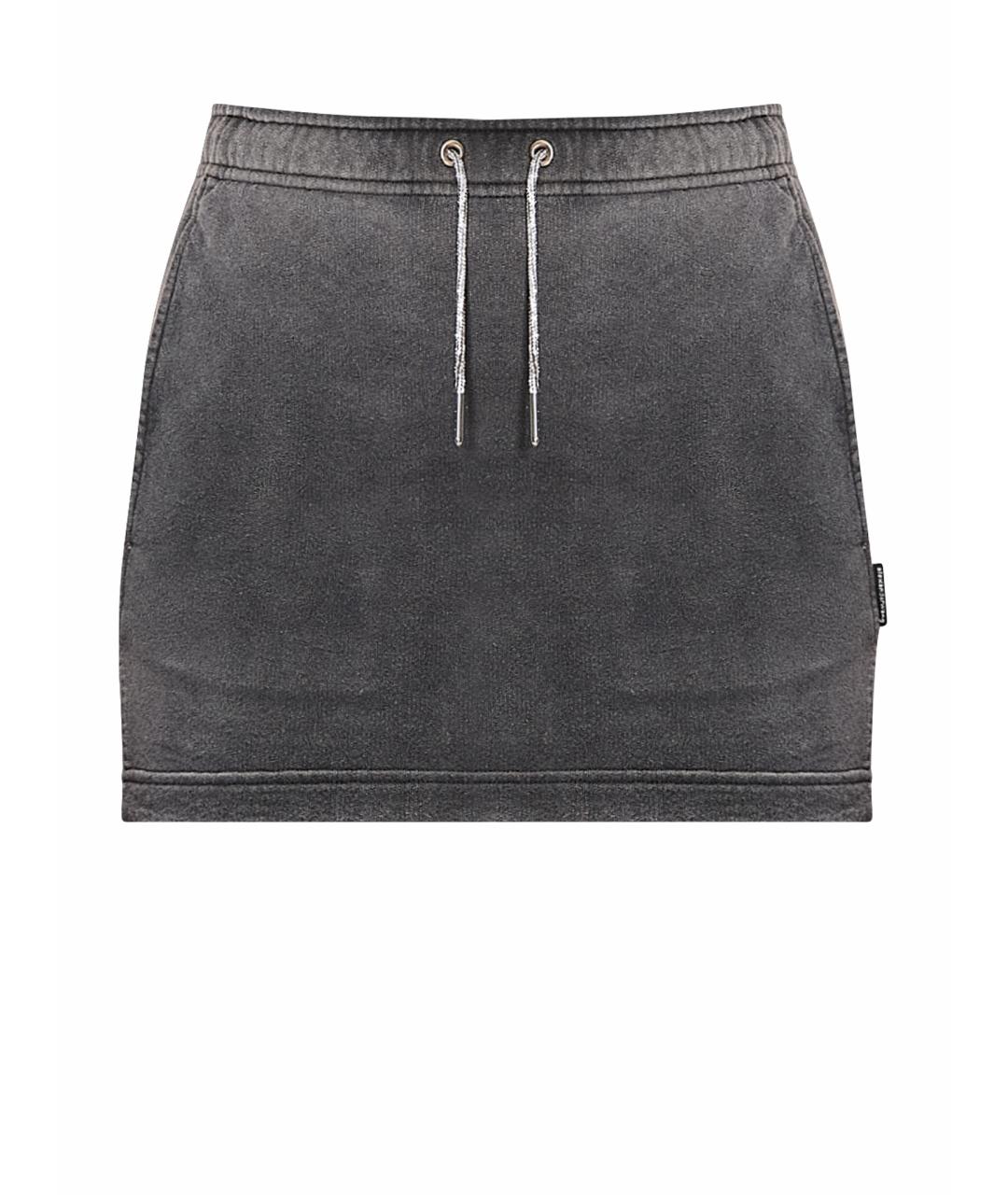 ALEXANDER WANG Серая хлопковая юбка мини, фото 1