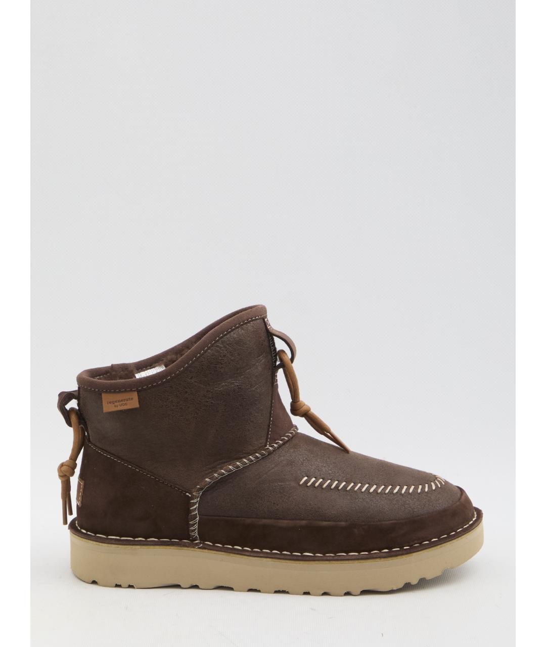 UGG AUSTRALIA Коричневые кожаные высокие ботинки, фото 6