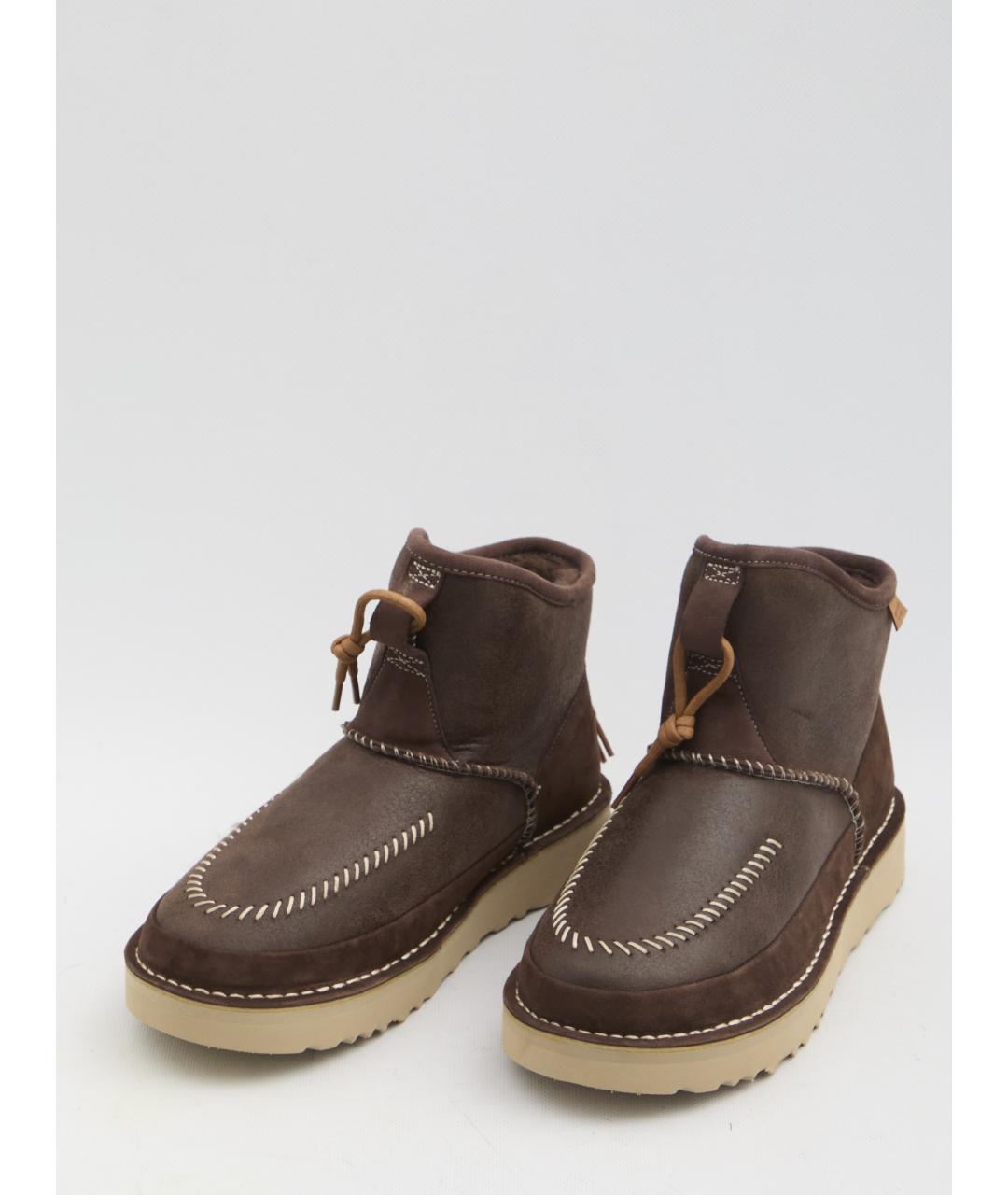 UGG AUSTRALIA Коричневые кожаные высокие ботинки, фото 5
