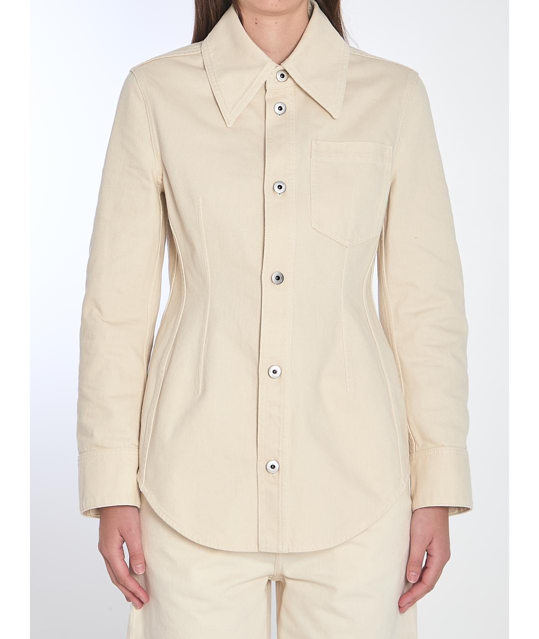 BOTTEGA VENETA Бежевая хлопковая рубашка, фото 2