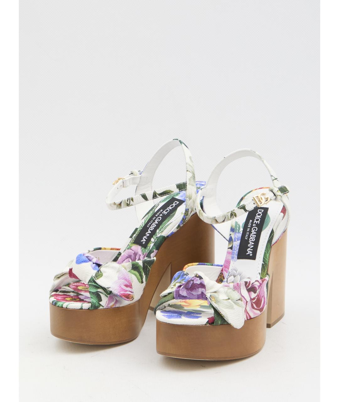 DOLCE&GABBANA Мульти текстильные босоножки, фото 2