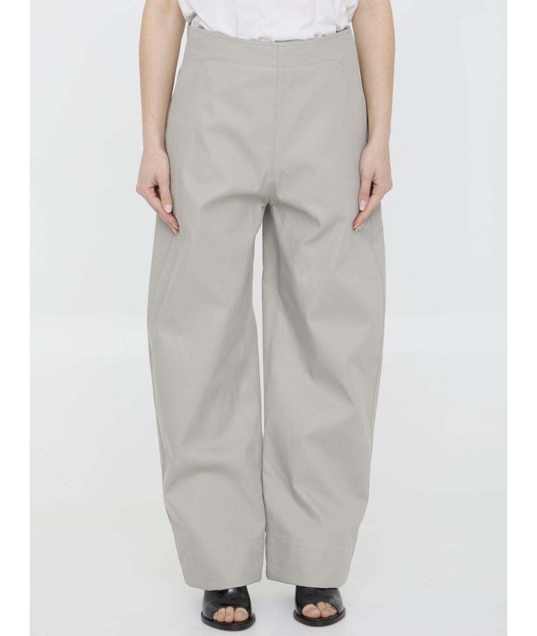 BOTTEGA VENETA Серые хлопковые прямые брюки, фото 2